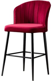 Σκαμπό Μπαρ Rubi (Σετ 4Τμχ) 107BCK1119 52x42x97cm Claret Red Μέταλλο,Ύφασμα