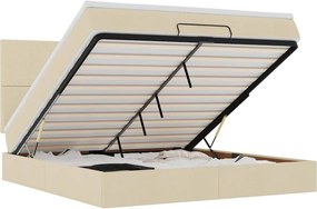 vidaXL Οθωμανικό κρεβάτι με στρώμα Cream 180x200cm ύφασμα