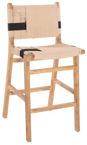 BARSTOOL MEDIUM-HEIGHT  RUBBERWOOD &amp; ROPE- NATURAL RUSTIC COLOR 45x46x95Hcm.