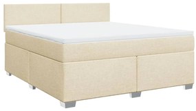 vidaXL Κρεβάτι Boxspring με Στρώμα Κρεμ 180x200 εκ. Υφασμάτινο