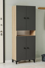 Stewehome Παπουτσοθήκη από δρυς ανθρακί 64x35x172 cm