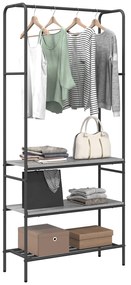 vidaXL Ράφι ρούχων με ράφια Γκρι sonoma 77 x 30 x 171 εκ