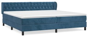 Κρεβάτι Boxspring με Στρώμα Σκούρο Μπλε 200x200 εκ. Βελούδινο - Μπλε