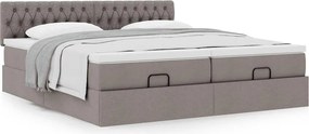 vidaXL Οθωμανικό κρεβάτι με στρώματα Taupe 160x200cm ύφασμα
