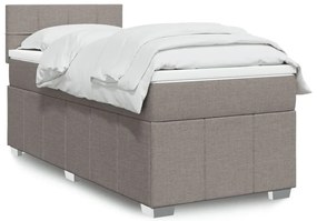 Κρεβάτι Boxspring με Στρώμα Taupe 100 x 200 εκ. Υφασμάτινο - Μπεζ-Γκρι