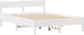 vidaXL Σκελετός Κρεβ. Χωρίς Στρώμα Λευκό 140x190 εκ Μασίφ Πεύκο