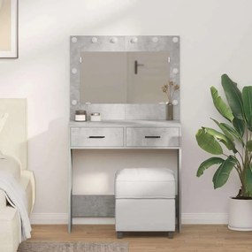 vidaXL Κομοδίνο με συρτάρι Γκρι σκυροδέματος 78.5 x 41 x 135 εκ