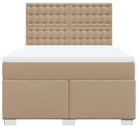 vidaXL Κρεβάτι Boxspring με Στρώμα Καπουτσίνο 140x200εκ.από Συνθ.Δέρμα