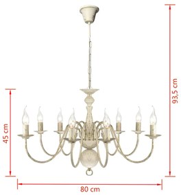 Πολυέλαιος Αντικέ Λευκός Μεταλλικός για 8 x E14 Λαμπτήρες