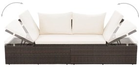 vidaXL Ξαπλώστρα - Κρεβάτι Κήπου Καφέ 195 x 60 εκ. Συνθετικό Ρατάν