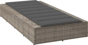 vidaXL Ξαπλώστρα με αιωρούμενο μαξιλάρι Γκρι Poly Rattan