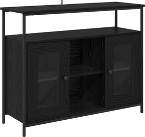 vidaXL Πλαϊνό γραφείο Μαύρη Οξυά 100 x 35 x 80 εκ. Επεξεργασμένο Ξύλο