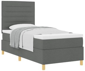 vidaXL Κρεβάτι Με Στρώμα Σκούρο Γκρίζο 100x200 εκ. Ύφασμα