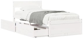 Πλαίσιο Κρεβατιού με Συρτάρια Λευκό 90x200εκ. Ξύλο Πεύκου - Λευκό