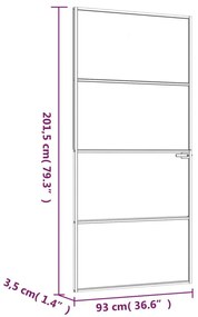 Εσωτερική Πόρτα Λευκή 93x201,5 εκ. Ψημένο Γυαλί&amp;Λεπτό Αλουμίνιο - Λευκό