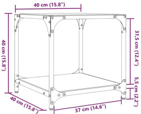 Τραπεζάκια Σαλονιού Επιφάνεια Μαύρο Γυαλί 40x40x40 εκ. Ατσάλι - Μαύρο