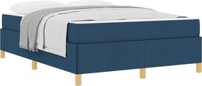 vidaXL Σκελετός Κρεβατιού με στρώμα Μπλε 140 x 200 cm ύφασμα