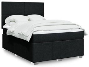 vidaXL Κρεβάτι Boxspring με Στρώμα Μαύρο 140x200 εκ. Υφασμάτινο