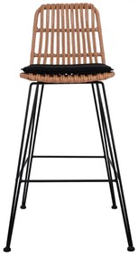 Σκαμπό Μπαρ ALLEGRA C5452 Μεταλλικό με Μπέζ Wicker &amp; Μαξιλάρι 56x60x109 εκ. 56x60x109 εκ.