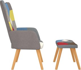 vidaXL Πολυθρόνα Relax Σχέδιο Patchwork Υφασμάτινη με Σκαμπό