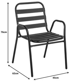 Τραπεζαρία Vergo-Sussie pakoworld 3τεμ μαύρο μέταλλο Φ60x70εκ