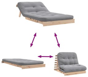 Καναπές Κρεβάτι Futon με Στρώμα 100x206x11εκ. Μασίφ Ξύλο Πεύκου - Καφέ