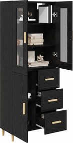 vidaXL Highboard Μαύρη Οξυά 34,5 x 34 x 180 εκ. Επεξεργασμένο ξύλο