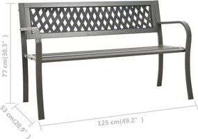 vidaXL Παγκάκι Κήπου Γκρι 125 εκ. Ατσάλινο