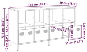 Sideboard Λευκό 135x39x73,5 cm Ατσάλι ψυχρής έλασης - Λευκό