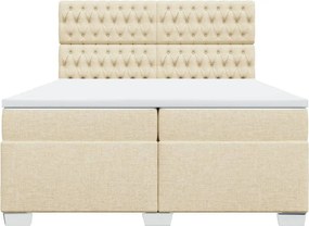 vidaXL Κρεβάτι Boxspring με Στρώμα Κρεμ 200x200 εκ. Υφασμάτινο
