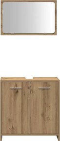 vidaXL Ντουλάπι μπάνιου με καθρέφτη Ξύλο Τεχνικής Δρυς