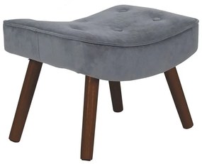 WOODWELL Ε7141,71ΚALMA Σκαμπό - Υποπόδιο, Ύφασμα Velure Γκρι, Πόδια Καρυδί, K/D 52x38x35cm Ε7141,71Κ