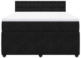 vidaXL Κρεβάτι Boxspring με Στρώμα Μαύρο 160x200 εκ. Βελούδινο