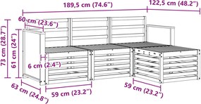 vidaXL Σειρά Καναπέ Εξωτερικού 4 pcs Φυσικό