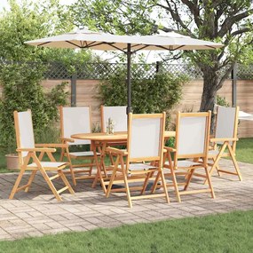 vidaXL Σετ Τραπεζιού Κήπου 7 pcs Κρεμ λευκό Σετ 6 Θέσεων