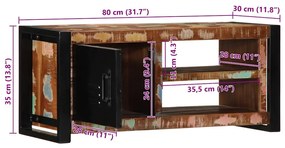 ΝΤΟΥΛΑΠΙ ΤΗΛΕΟΡΑΣΗΣ  80X30X35 CM ΑΠΟ ΜΑΣΙΦ ΞΥΛΟ ΑΝΑΓΕΝΝΗΜΕΝΟ 4013592