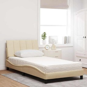 vidaXL Κρεβάτι με Στρώμα Hanko Κρεμ 100 x 200 εκ. Υφασμάτινο