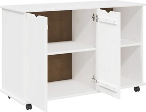 vidaXL Κινητό Ντουλάπι Λευκό 100 x 39 x 65,5 εκ Στερεό ξύλο πεύκου