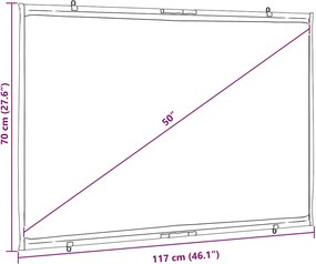 vidaXL Οθόνη Προβολής Κρεμαστή για Τοίχο 50 Ιντσών 16:9