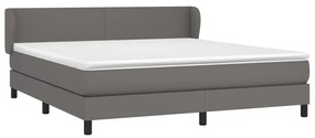 Κρεβάτι Boxspring με Στρώμα Γκρι 180x200 εκ. Συνθετικό Δέρμα - Γκρι