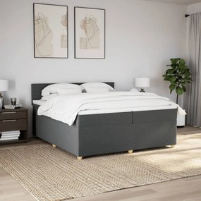 vidaXL Κρεβάτι Boxspring με Στρώμα Σκούρο Γκρι 200x200 εκ. Υφασμάτινο