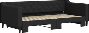 vidaXL Καναπές Κρεβάτι Συρόμενος Μαύρος 90x190 εκ. Ύφασμα