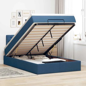 vidaXL Οθωμανικό κρεβάτι με στρώμα μπλε 120x190 cm ύφασμα