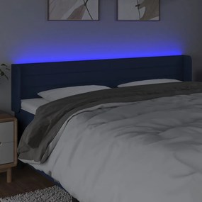 Κεφαλάρι Κρεβατιού LED Μπλε 203x16x78/88 εκ. Υφασμάτινο 3123404