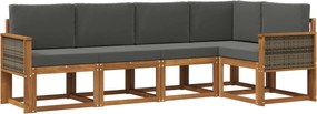 vidaXL Σειρά Καναπέ Εξωτερικού 5 pcs Φυσικό και Ανθρακί Πολυεστέρας