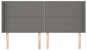 vidaXL Κεφαλάρι με Πτερύγια Σκούρο Γκρι 203x16x118/128 εκ. Υφασμάτινο