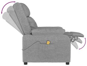 vidaXL Πολυθρόνα Μασάζ Ανοιχτό Γκρι Υφασμάτινη