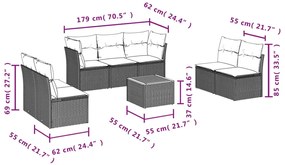 vidaXL Σαλόνι Κήπου 8 Τεμαχίων Μαύρο από Συνθετικό Ρατάν με Μαξιλάρια