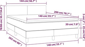 vidaXL Κρεβάτι Boxspring με Στρώμα Μπλε 140x200 εκ. Υφασμάτινο