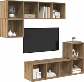 vidaXL Σετ επίπλου τηλεόρασης 4 pcs Artisan Oak Επεξεργασμένο ξύλο